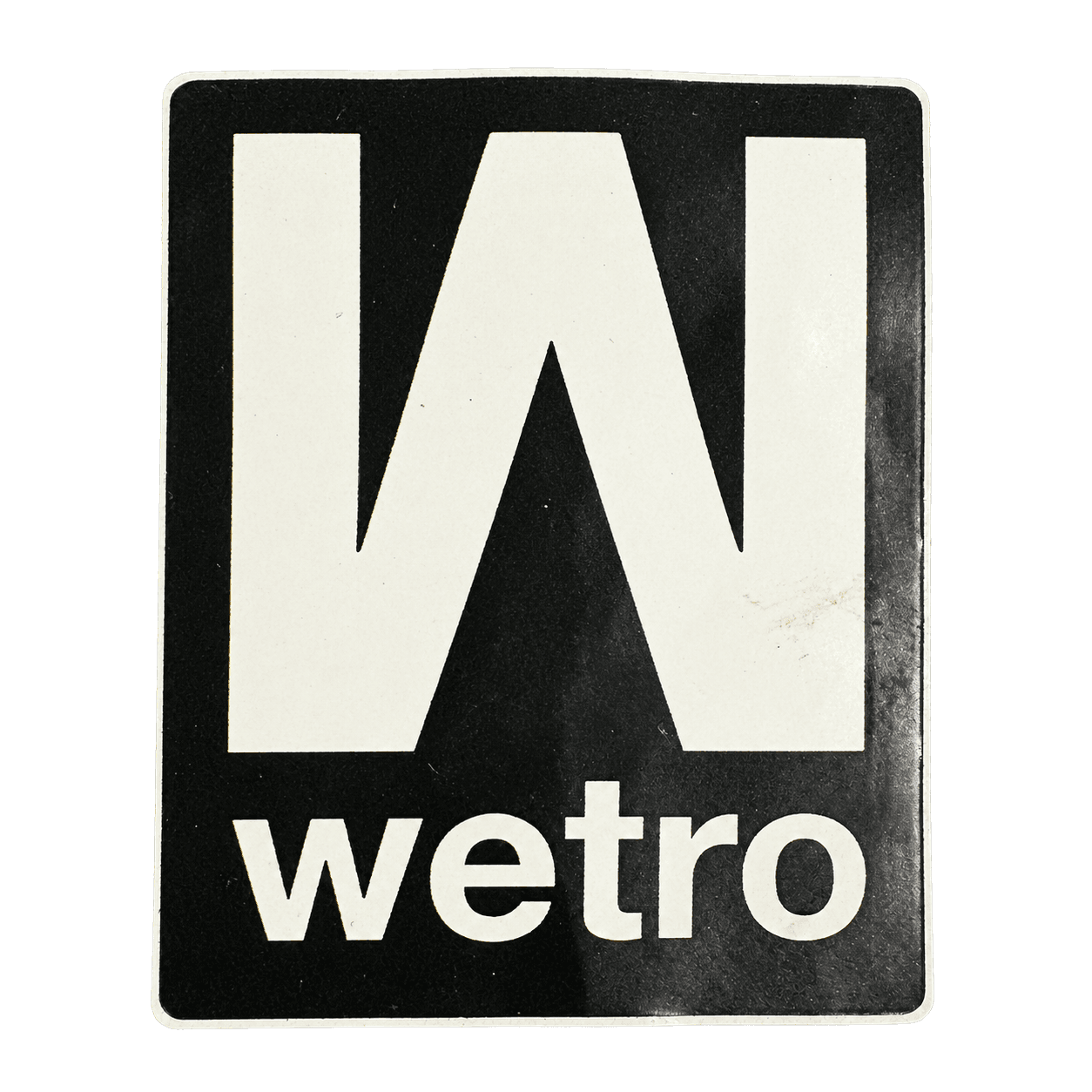 Black-and-white Wetro block logo sticker